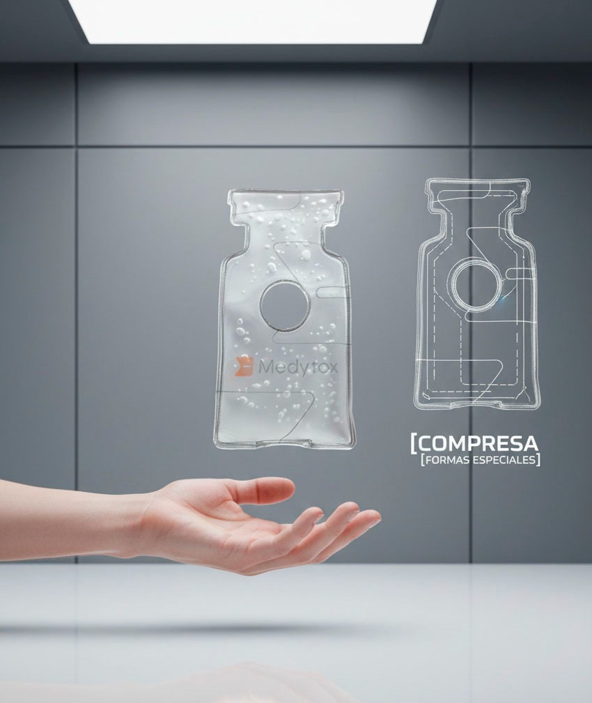 Compresa especial con forma de frasco